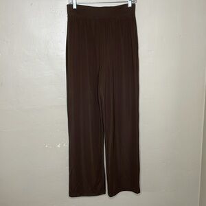 SUSAN GRAVER Pants Brown Liquid Knit Wide Waistband Comfortable Pull-On Small